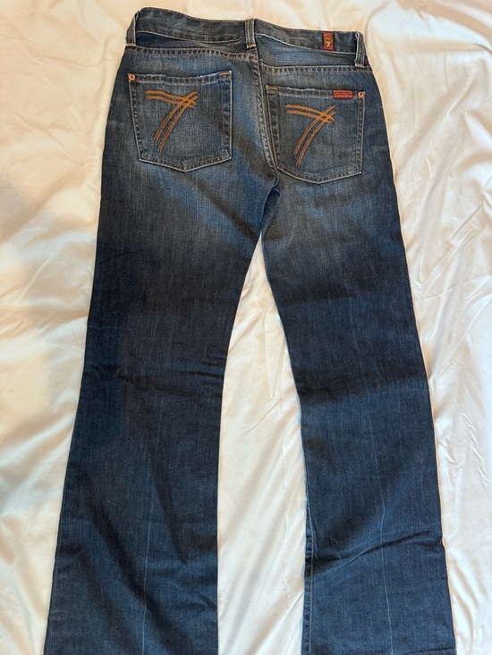 7 For All Mankind Denim - Vintage 7 For All Mankind Indigo Bootcut Jeans with Contrast Pocket Stitching
